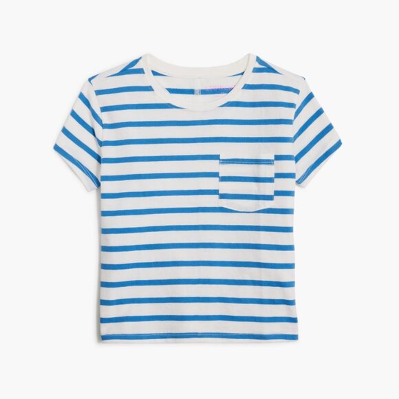 NWT J. Crew Crewcuts Girl's Striped Weekend Tee Ivory Seacoast Blue S - Picture 1 of 9